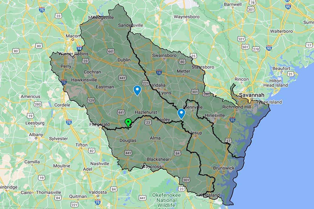 Broxton Rocks Service Area Map