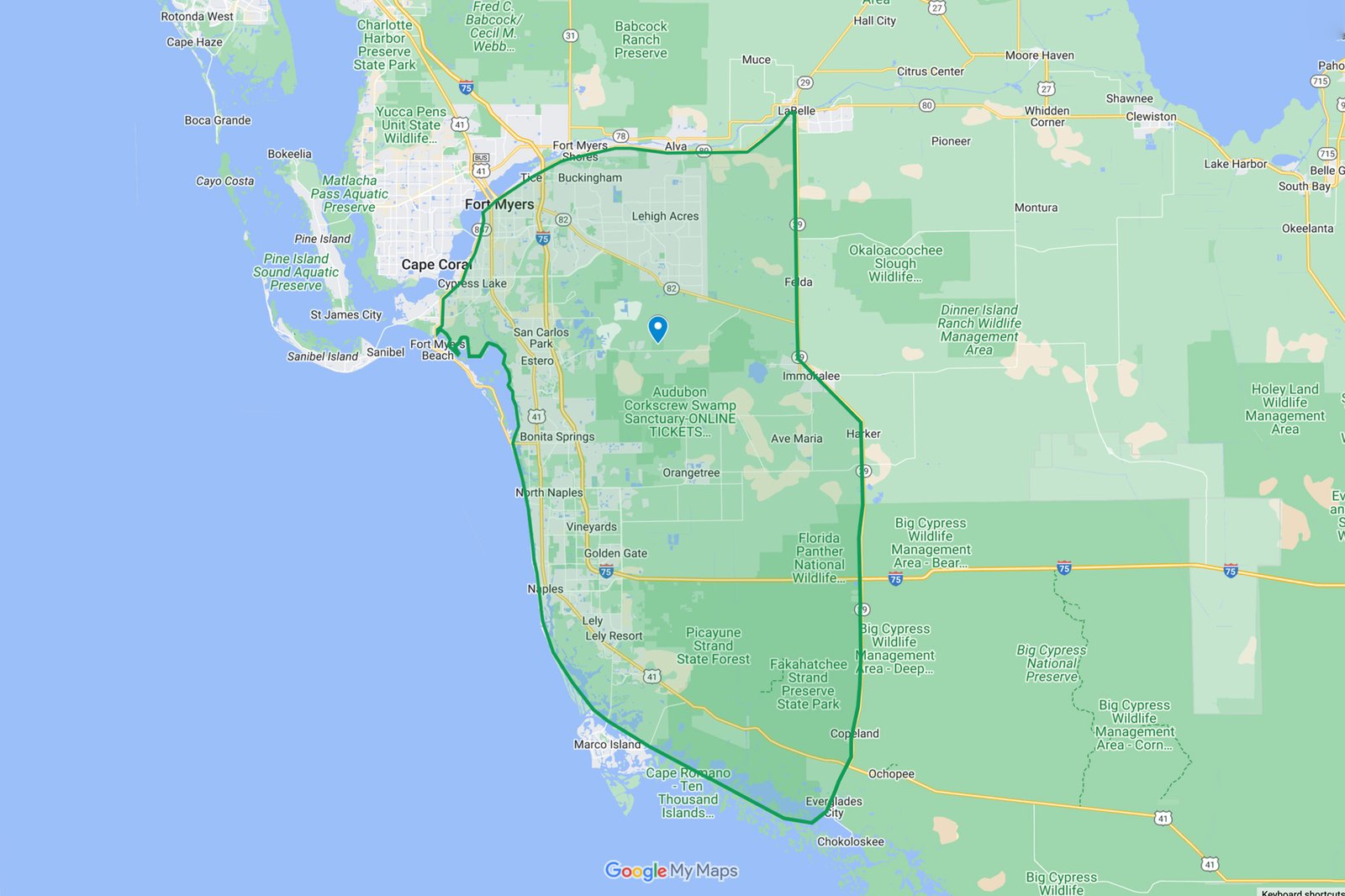 Corkscrew Mitigation Bank Service Area Map Zoom